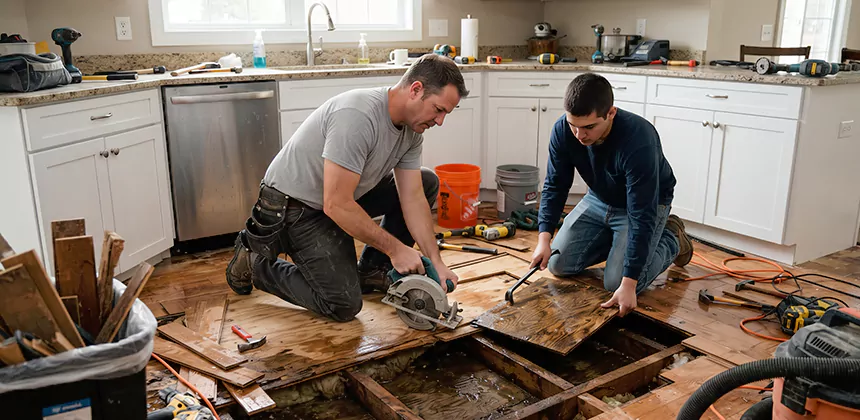 Kitchen Floor Water Damage Repair in Laguna Niguel